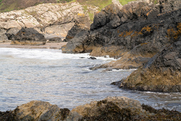 Rocky coastal scene with waves
