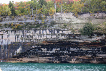 Fototapeta na wymiar Pictured Rocks National Lakeshore in the south shore of Lake Superior in Michigan’s Upper Peninsula.