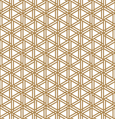 Seamless abstract patten based on japanese ornament kumiko .Golden color lines.