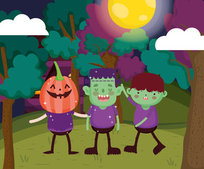 Obraz na płótnie Canvas kids with costume halloween image