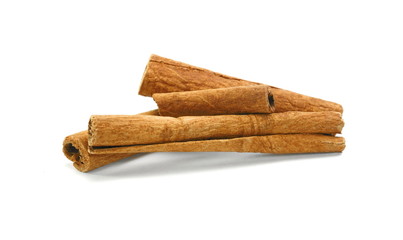 Cinnamon sticks isolated on white background with shadow. Spice Cinnamon sticks.