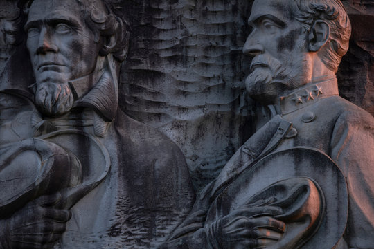 Jefferson Davis, Robert E. Lee, Carving, Stone Mountain Park, Georgia