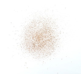 Fototapeta na wymiar Spice cinnamon powder isolated on a white background. Cinnamon powder spilled on a white surface.