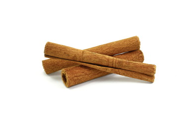 Cinnamon sticks isolated on white background with shadow. Spice Cinnamon sticks.