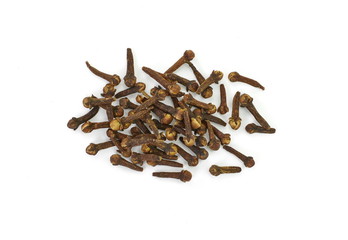 Dry cloves on white background. Spice cloves isolated on white background.