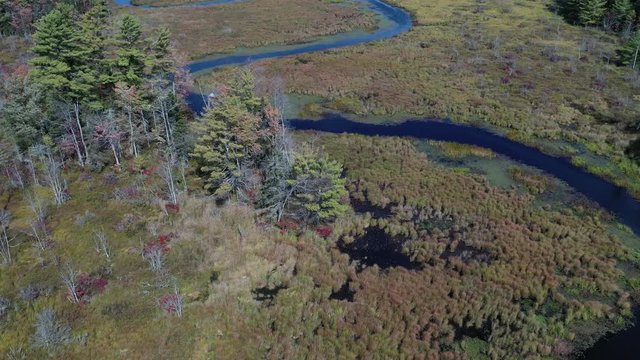 Mount Monadnock, aerial drone shot reveal, fall foliage in New Hampshire, 4K video