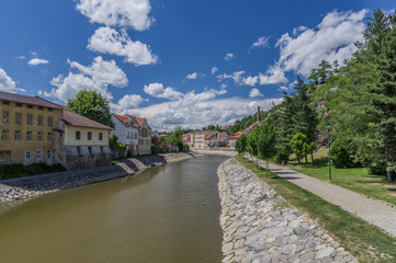 River Jihlava in Trebic city Czech Republic