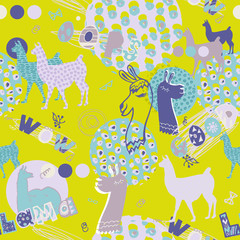seamless pattern with llama