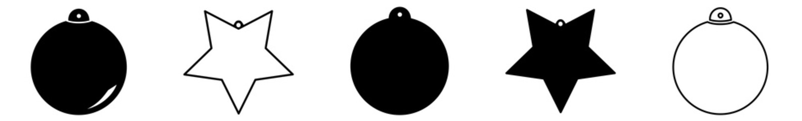 Christmas Bauble Icon Black | Xmas Ball Ornaments | Variations