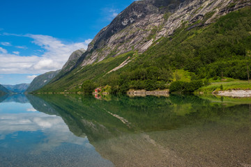 Fototapeta na wymiar View on Jolstravatn lake, Jolster, Norway. July 2019