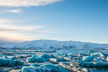 Icebergs in Jokulsarlon Glacier Lagoon in south Iceland