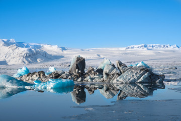 Icebergs in Jokulsarlon Glacier Lagoon in south Iceland