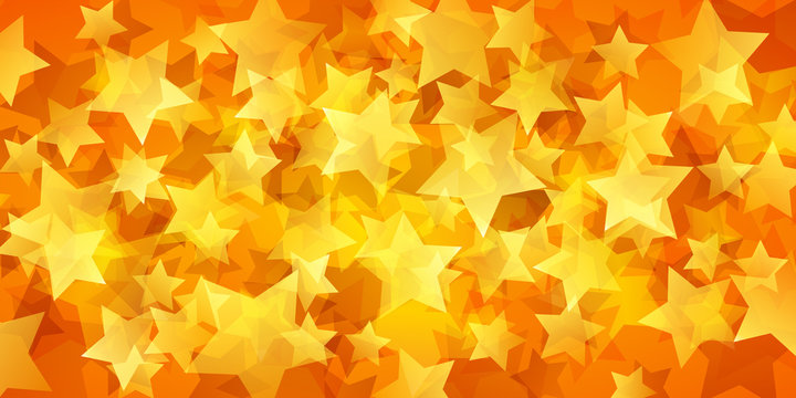Abstract background of translucent stars in orange colors