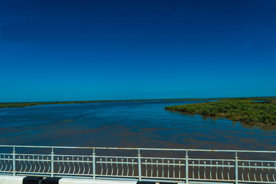 bridge over amu darya river uzbekistan