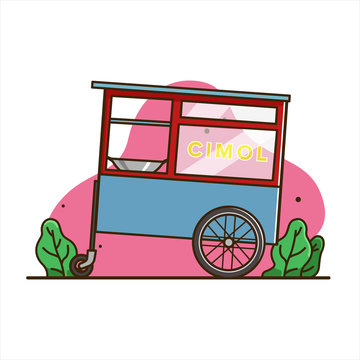cimol cart illustration, traditional food indonesia, cart vector, isolated cart illustration
