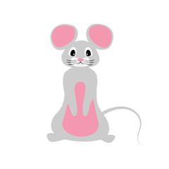 gray christmas mouse on a white background