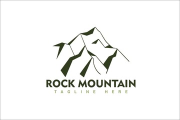 mountain logo template, rock mountains for outdoor sport illustration