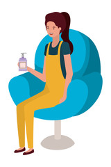 Plakat young woman seated in salon chair