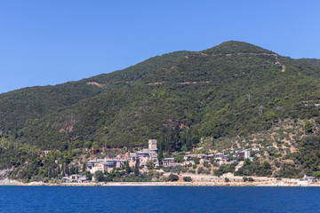 Fototapeta na wymiar Docheiariou (Dochiariou) monastery at Mount Athos, Greece