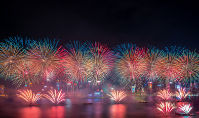 Hong Kong firework show on Victoria Harbor 