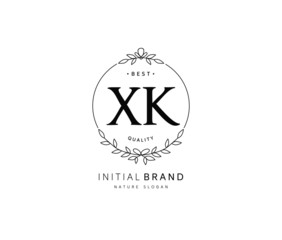 X K XK Beauty vector initial logo, handwriting logo of initial signature, wedding, fashion, jewerly, boutique, floral and botanical with creative template for any company or business.