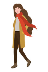 woman walking with autumn suit character