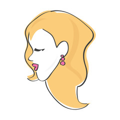 Blonde Woman's Face with Jewelry and Makeup