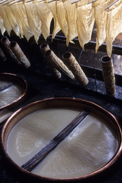 日本の伝統食品、ゆば、ゆば作りの作業場