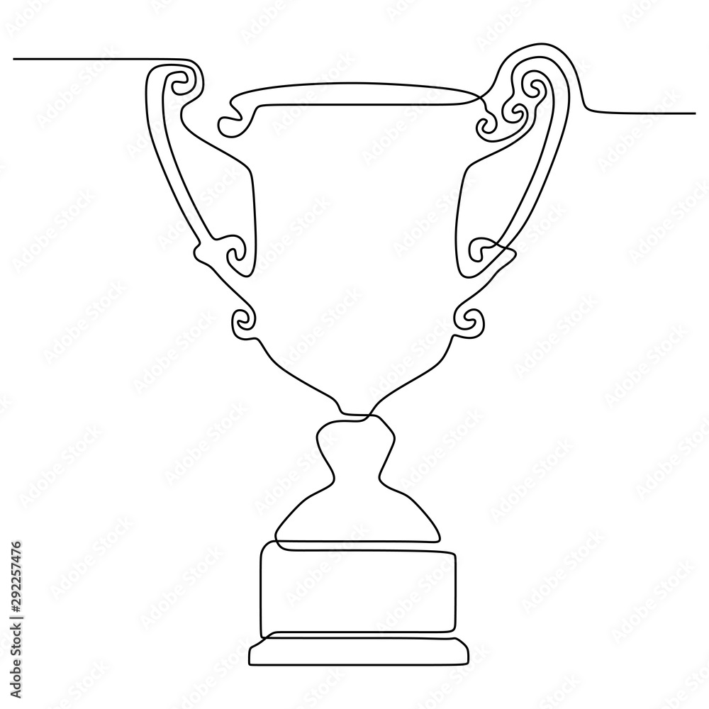 Poster winner trophy object continuous line drawing minimalist design vector illustration