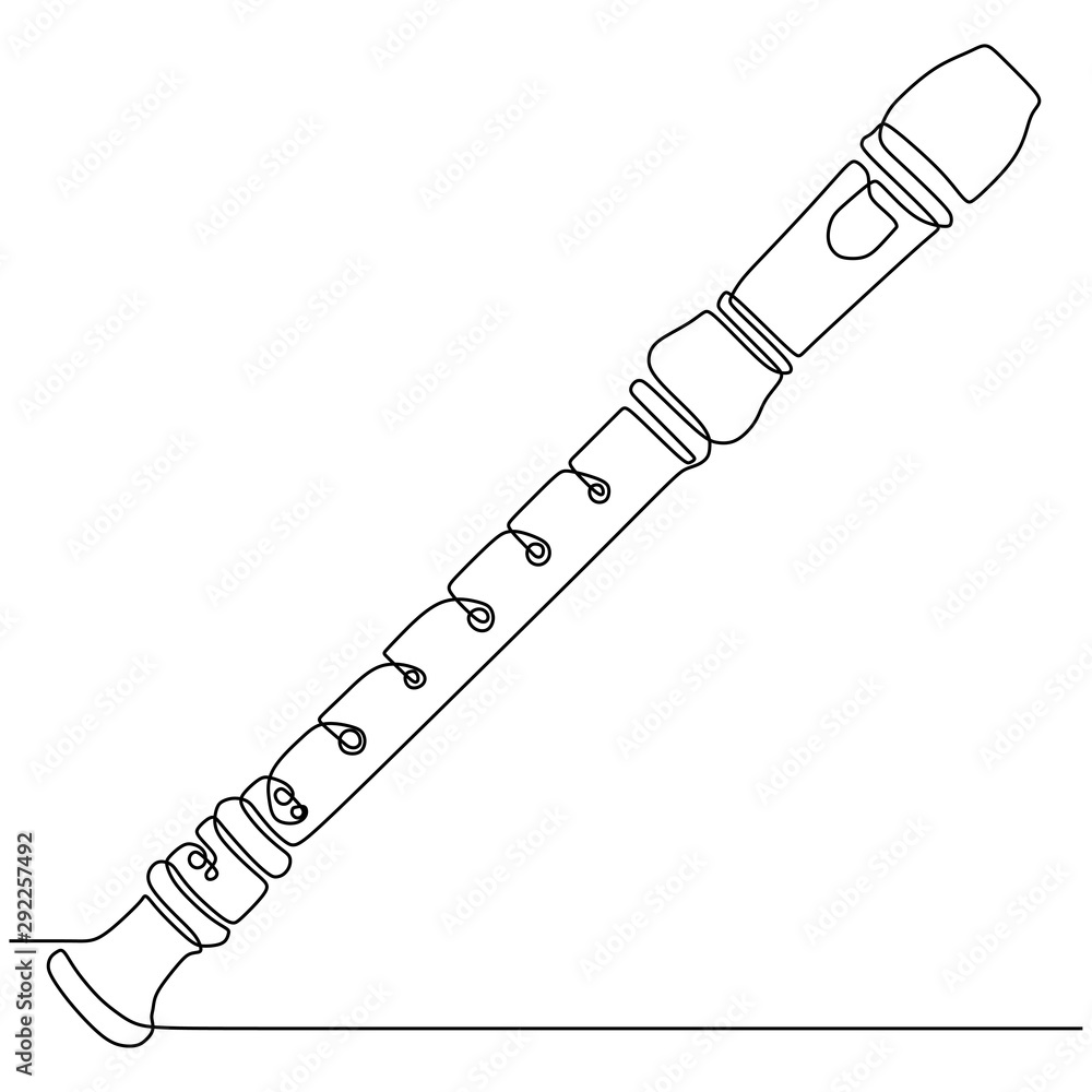 Poster one continuous line drawing recorders instrument vector illustration minimalist design single line a