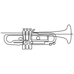 one continuous line drawing trumpet music instrument vector illustration minimalist design single line art