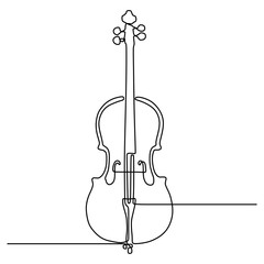 continuous one line drawing cello instrument vector illustration minimalist design single lineart © ngupakarti