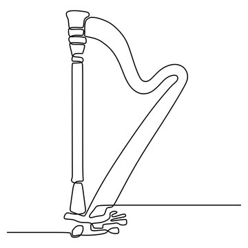 recommend clip art: one line drawing Harp music instrument vector illustration minimalist design