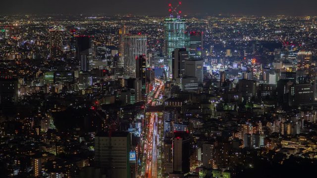 Tokyo Night Light Aerial Cityscape Traffic Highway