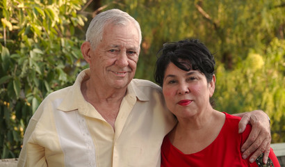 Happy mixed race senior couple