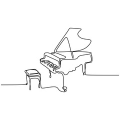 one line drawing piano music instrument vector illustration minimalist design © ngupakarti