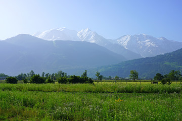 Fototapeta premium Landscape view of the Massif du Mont Blanc near Chamonix, France