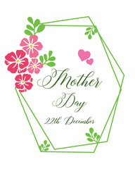 Poster or banner for mother day, with ornate feature of pink flower frame. Vector