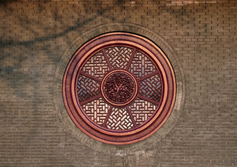 Active monastery Baolin Temple, Shunde, Foshan, Guangdong, China - a Buddhist temple that inherits the legal tradition of Lingnan Buddhism. Fragment of decor.     