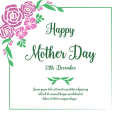 Style art of purple flower frame, for invitation card of mother day. Vector