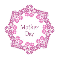 Bright purple wreath frame background, for decor greeting card mother day. Vector