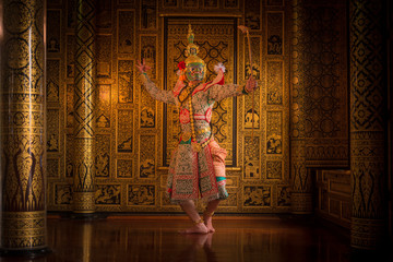 Khon is art culture Thailand Dancing in masked Tos-sa-kan showed literature Ramayana. Khon is...