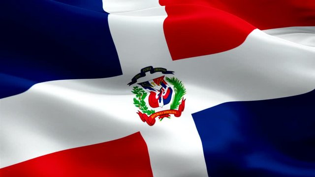 Dominican Republic flag Motion Loop video waving in wind. Realistic Dominican Republic Flag background. Dominican Republic Flag Looping Closeup 1080p Full HD 1920X1080 footage. Dominican Republic sout