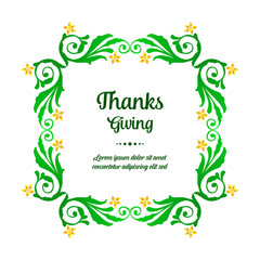 Card thanksgiving background, with design of green leafy flower frame. Vector