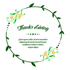 Greeting card thanksgiving background, with vintage yellow flower frame. Vector