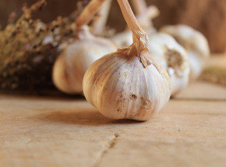  Fresh garlic close-up. Healthy eating