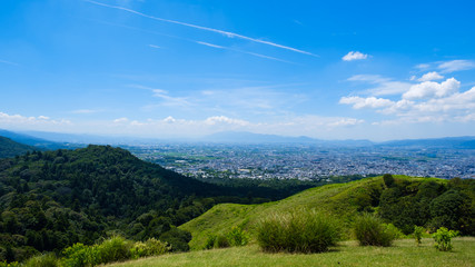 若草山からの眺望　奈良市街　山頂
