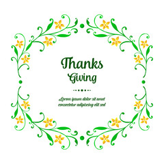 Collection card of thanksgiving, with decoration of beautiful yellow flower frame. Vector
