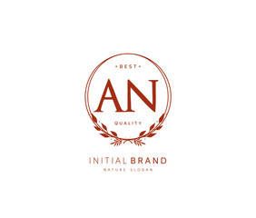 A N AN Beauty vector initial logo, handwriting logo of initial signature, wedding, fashion, jewerly, boutique, floral and botanical with creative template for any company or business.