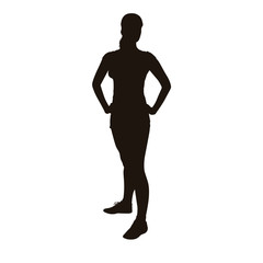 Women Are Doing Fitness Training Silhouette